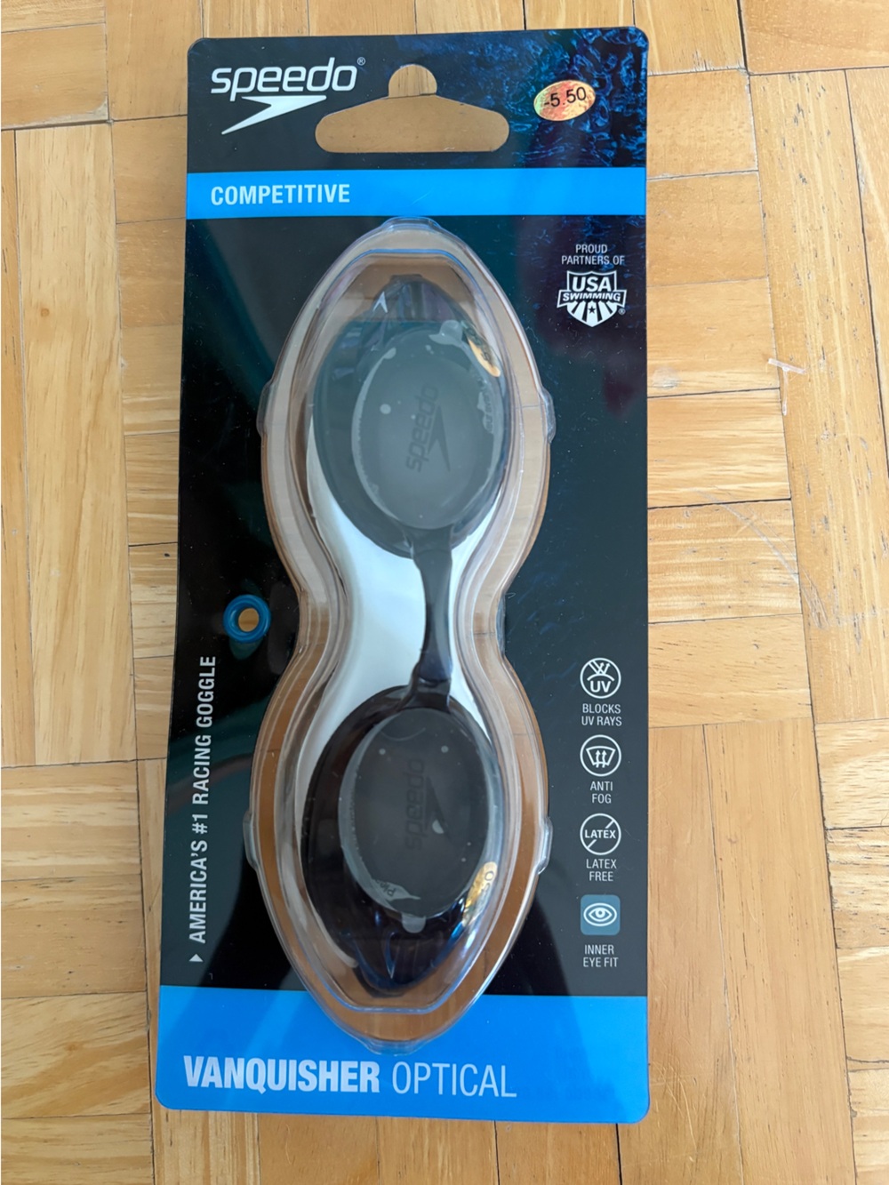 Speedo Black Vanquisher Prescription Optical Racing Goggles -5.5